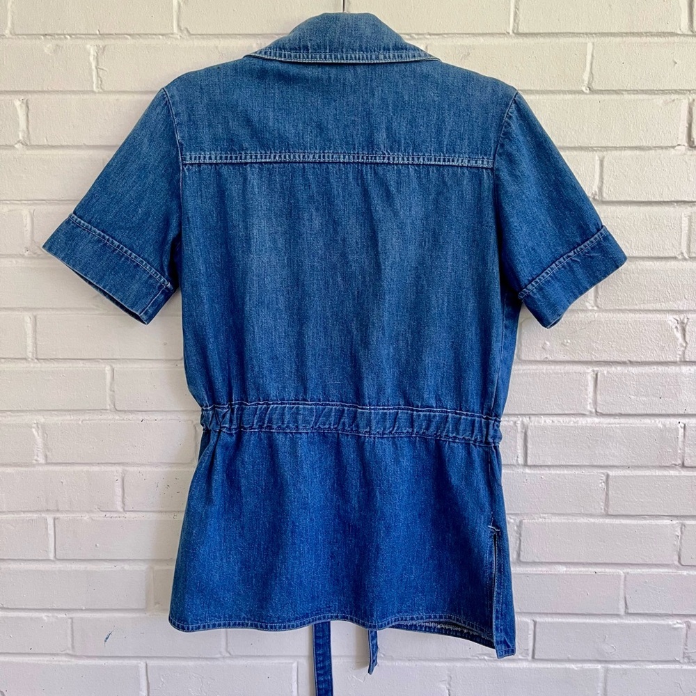 ❌SOLD❌ Vintage 1970s MUSHROOM Denim Button-Up w/ Waist Tie, SZ 11/12, EUC!!! - Picture 6 of 7